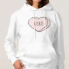 Valentines Pink Candy Heart White Hoodie