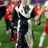 Brittany Mahomes AFC Championship Black And White Leather Coat