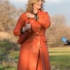 Candice Renoir Cécile Bois Orange Leather Coat
