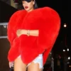 Heart Shaped Red Faux Fur Coat