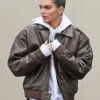 Kendall Jenner Leather Brown Jacket