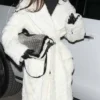 Kendall Jenner White Fur Trench Coat