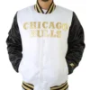NBA Chicago Bulls Black and White Varsity Jacket