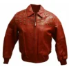 Pelle Pelle Leather Emblem Red Bomber Jacket