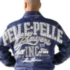 Pelle Pelle Players Inc. Leather Blue Bomber Jacket For Sale