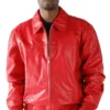 Pelle Pelle Red Bomber Leather Jacket