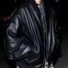Pom Klementieff Black Bomber Leather Jacket