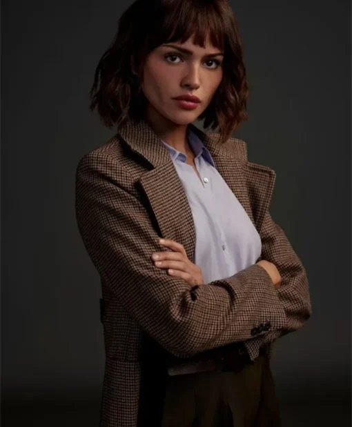 3 Body Problem Eiza Gonzalez Brown Plaid Coat
