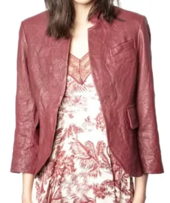 9-1-1 S04 Angela Bassett Maroon Leather Jacket