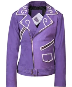 90s Singer Selena Quintanilla Purple Motorcycle Leather Jacket