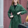 A Complete Unknown Elle Fanning Green Wool Coat