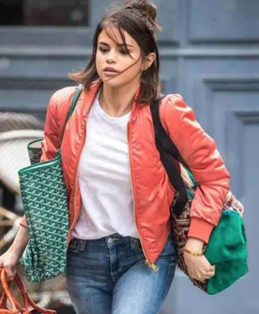 A Rainy Day In New York Chan Orange Bomber Jacket