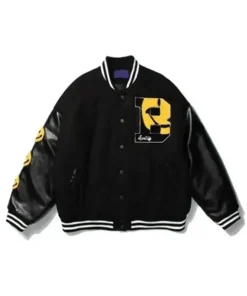 A$ap Rocky Awge Smiley Kaptial Acid Black Varsity Jacket