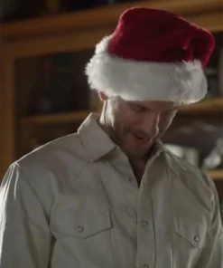 Adam Senn Movie A Cowboy Christmas Romance 2023 Coby Mason White Cotton Shirt