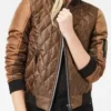 Agents Of Shield Jemma Simmons Brown Satin Quilted Bomber Jacket