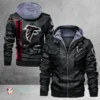 Alejandro Atlanta Falcons back Logo Black Hooded Leather Jacket