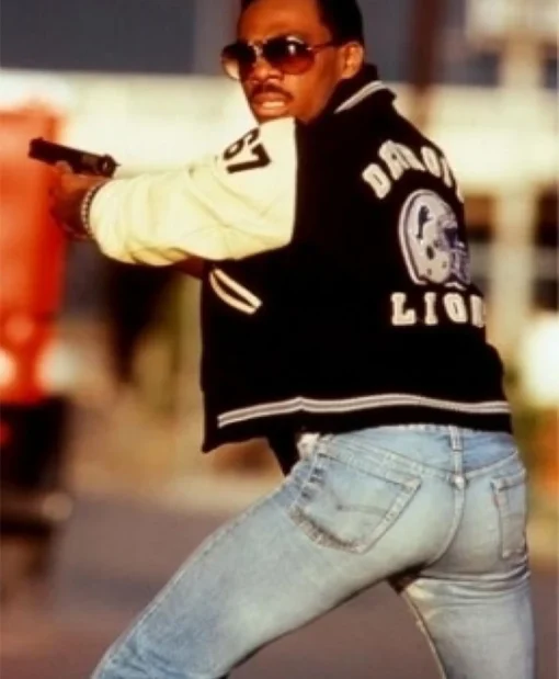 Alex Foley Beverly Hills Cop Eddie Murphy Varsity Bomber Black Jacket