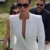 Alice Braga Queen of The South Teresa Mendoza White Wool Blend Coat Dress