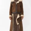 Alisha shearling Dark Brown Jacket with hood