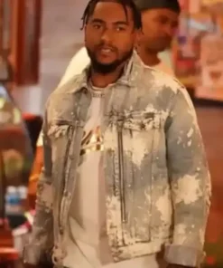 All American DeSean Jackson Grey And White Denim Jacket