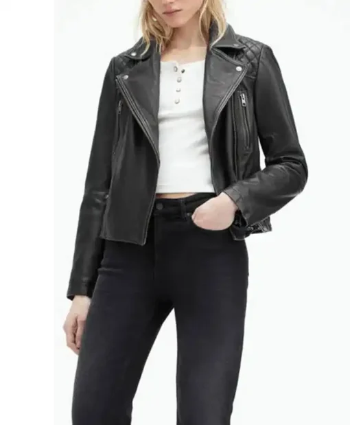 All Saints Cargo Distressed Leather Jacket