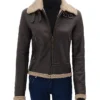 Allis Flight Aviator Shearling Pilot Sheepskin Leather SF Bomber Dark Brown Jacket