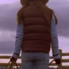 Amber Marshall Heartland TV Series Amy Fleming Puffer Brown Vest