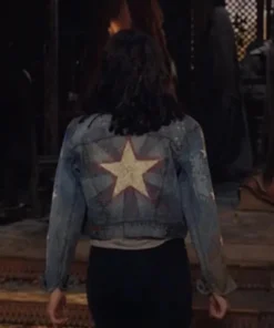 America Chavez Xochitl Gomez Film Doctor Strange Multiverse of Madness 2022 Cropped Blue Denim Jacket