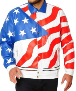 American Flag Vanilla Ice PU Leather Jacket For Independence Day