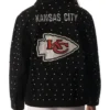 American Football Team Kansas City Chiefs Rhinestone Denim Trucker Black Jacket