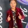 American Idol Tyson Venegas Red Biker Velvet Jacket