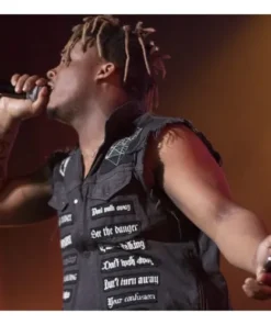 American Rap Singer Juice Wrld Denim Patch Black Vest sale