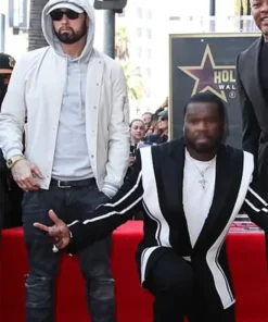 American Rapper Eminem Hollywood Walk Of Fame 2024 White Letterman Varsity Jacket