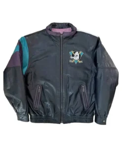 Anaheim Ducks Multi Color Zip Leather Jacket