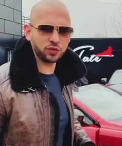 Andrew Tate Shearling Brown Leather Jacket
