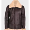 Angelica Aviator Brown B3 Leather Jacket