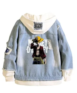 Anime One Piece Denim Hooded Jacket