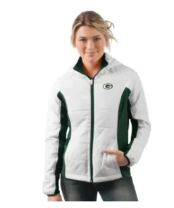 Annmaria Green Bay Packers White Full-Zip Jacket