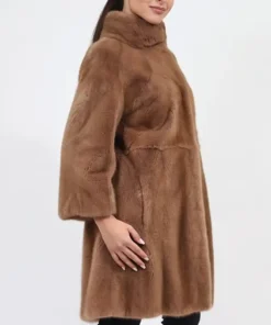 Ariana Classic Style Mink Fur Brown Coat For Sale