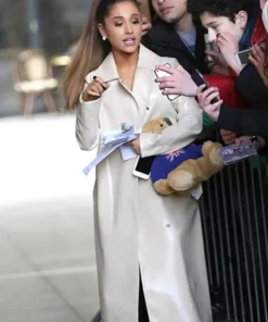 Ariana Grande Cream Leather Coat