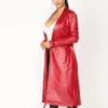 Ariana Grande Singer Leather Red Robe Coat For Unisex