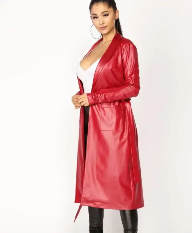 Singer Ariana Grande Leather Robe Coat LJB