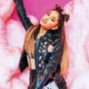 Ariana Grande Singer Patches Black Leather Jacket