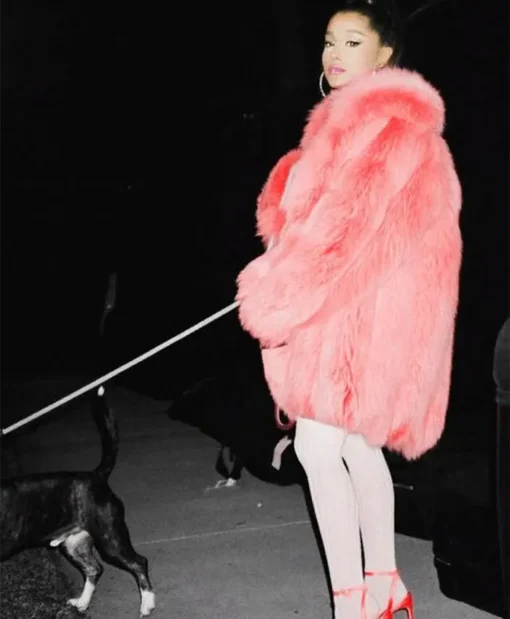 Ariana Grande Singer Pink Faux Fur Jacket