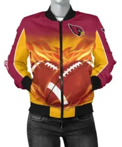 Arizona Cardinals Football Fire Printed Bomber Jacket