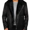 Ashley Thomas TV Series 24 Legacy Bashy Isaac Carter Black Leather Shearling Inner Jacket