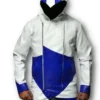 Assassins Creed Connor Kenway White and Blue Hood Leather Coat