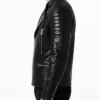 Asymmetrical Bikers Black Jacket Padded Shoulders