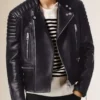 Asymmetrical Bikers Jacket Padded Shoulders
