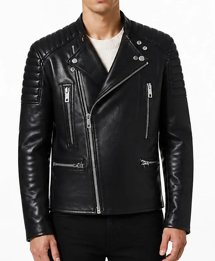 Asymmetrical Bikers Padded Shoulders Jacket